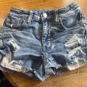 American Eagle Outfitters Next‎ Level Stretch Women's Shorty Shorts Denim 00 Y2k